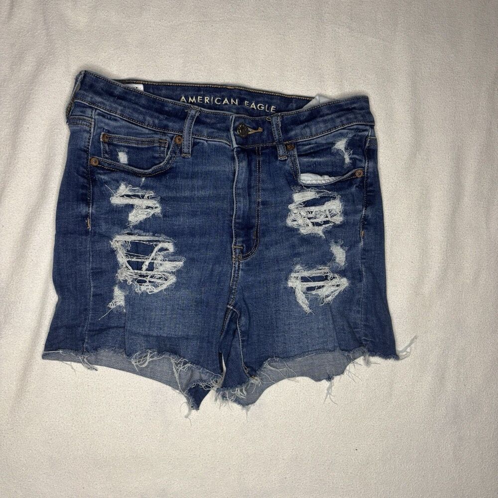 American Eagle Outfitters Distressed Dark Blue Denim Jean Shorts